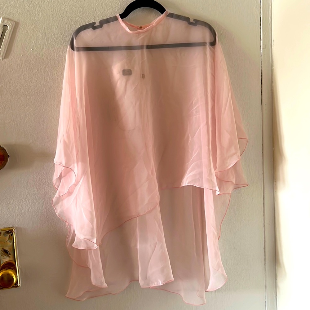 Vintage Sheer Light Pink Hi-Low Cape/Shawl.